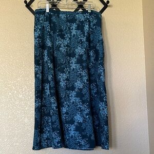 Croft & Barrow Teal Floral A-Line Skirt